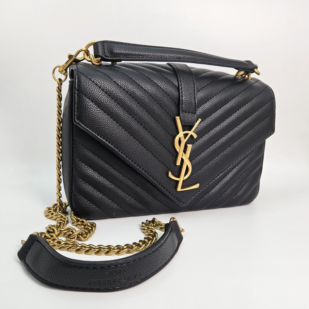 Authentic Saint Laurent chevron quilted leather shoulder bag